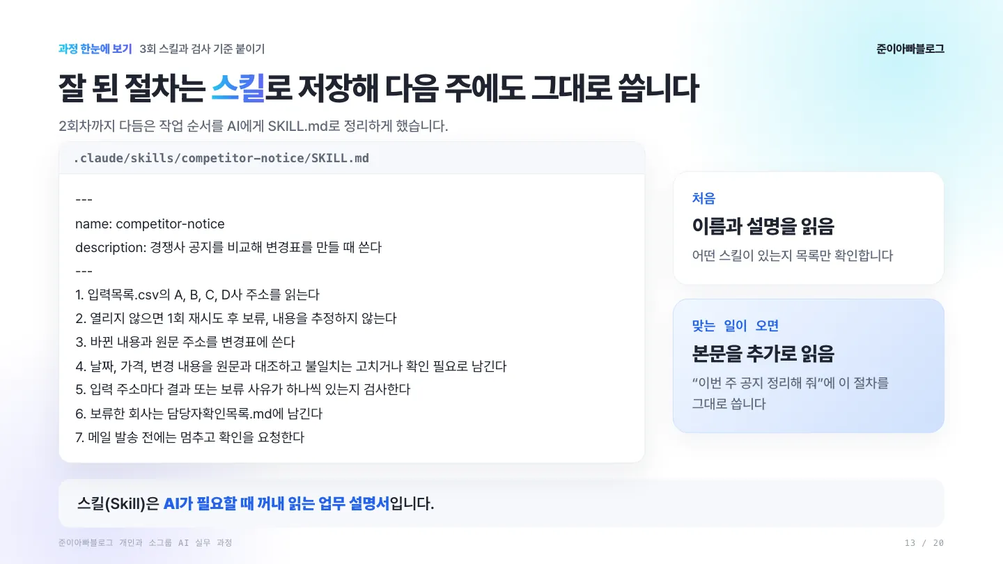 3회: 잘 된 절차는 스킬로 저장합니다