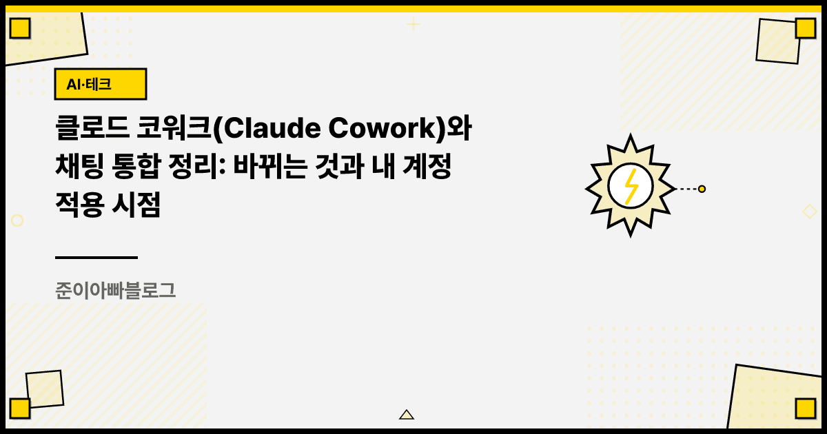 클로드 코워크(Claude Cowork)와 채팅 통합 정리: 바뀌는 것과 내 계정 적용 시점 대표 이미지