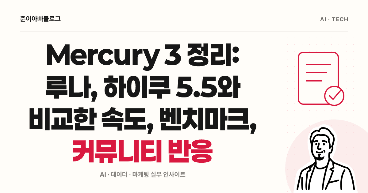 Mercury 3 정리: 루나, 하이쿠 5.5와 비교한 속도, 벤치마크, 커뮤니티 반응 대표 이미지